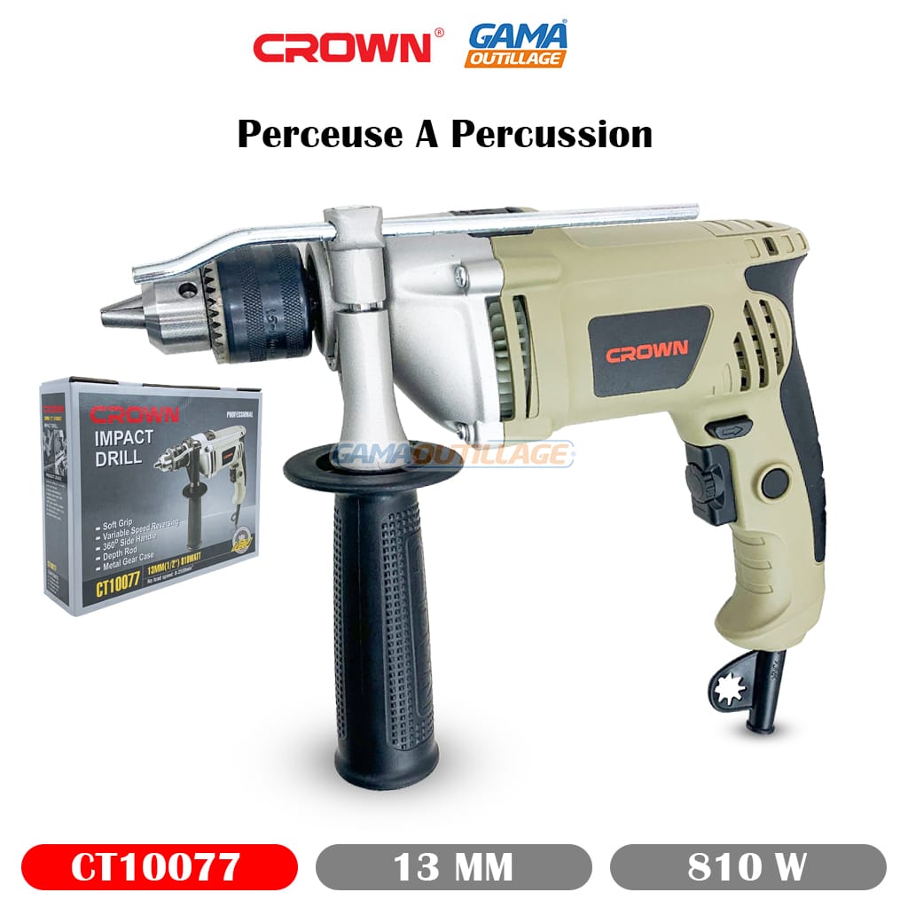 CT10077-GAMAOUTILLAGE-CNC PERCEUSE 13 MM 810 W CROWN