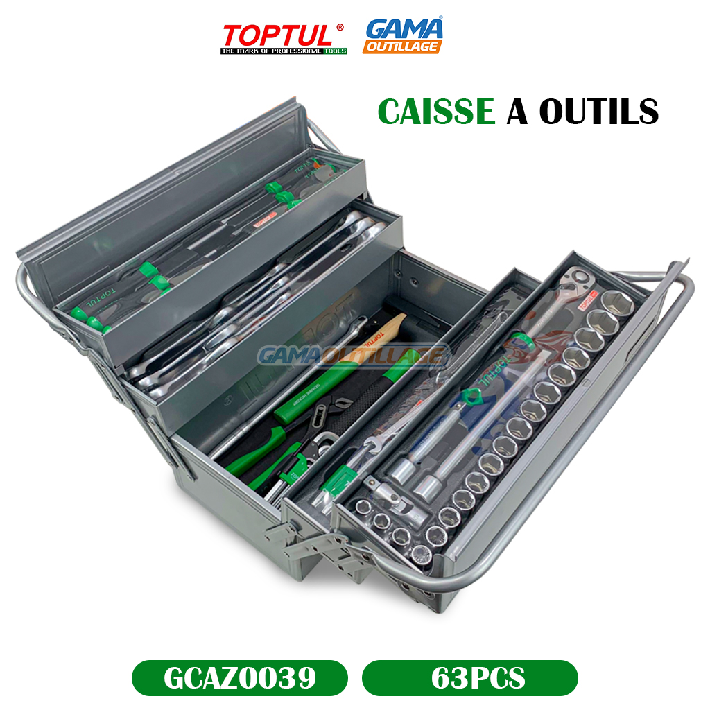 GCAZ0039-GAMAOUTILLAGE-CNC CAISSE A OUTILS 63PCS TOPTUL
