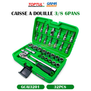 CAISSE A DOUILLE 3/8 6PANS 32PCS TOPTUL