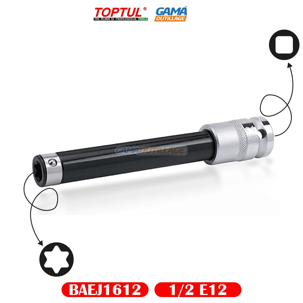 BAEJ1612-GAMAOUTILLAGE-CNC DOUILLE ETOILE 1/2 E12 EXTRA LONG TOPTUL