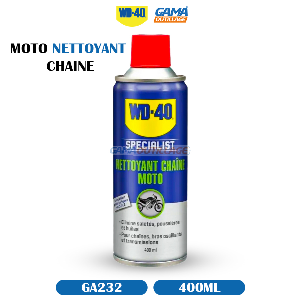 GA232-GAMAOUTILLAGE-CNC MOTO NETTOYANT CHAINE 400ML WD-40