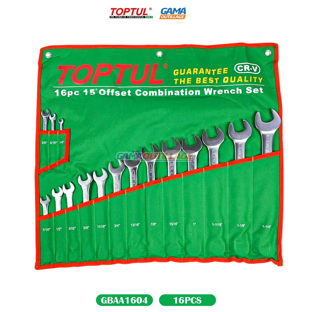 GBAA1604-GAMAOUTILLAGE-CNC JEUX CLE MIXTE 16PCS EN POUCE TOPTUL