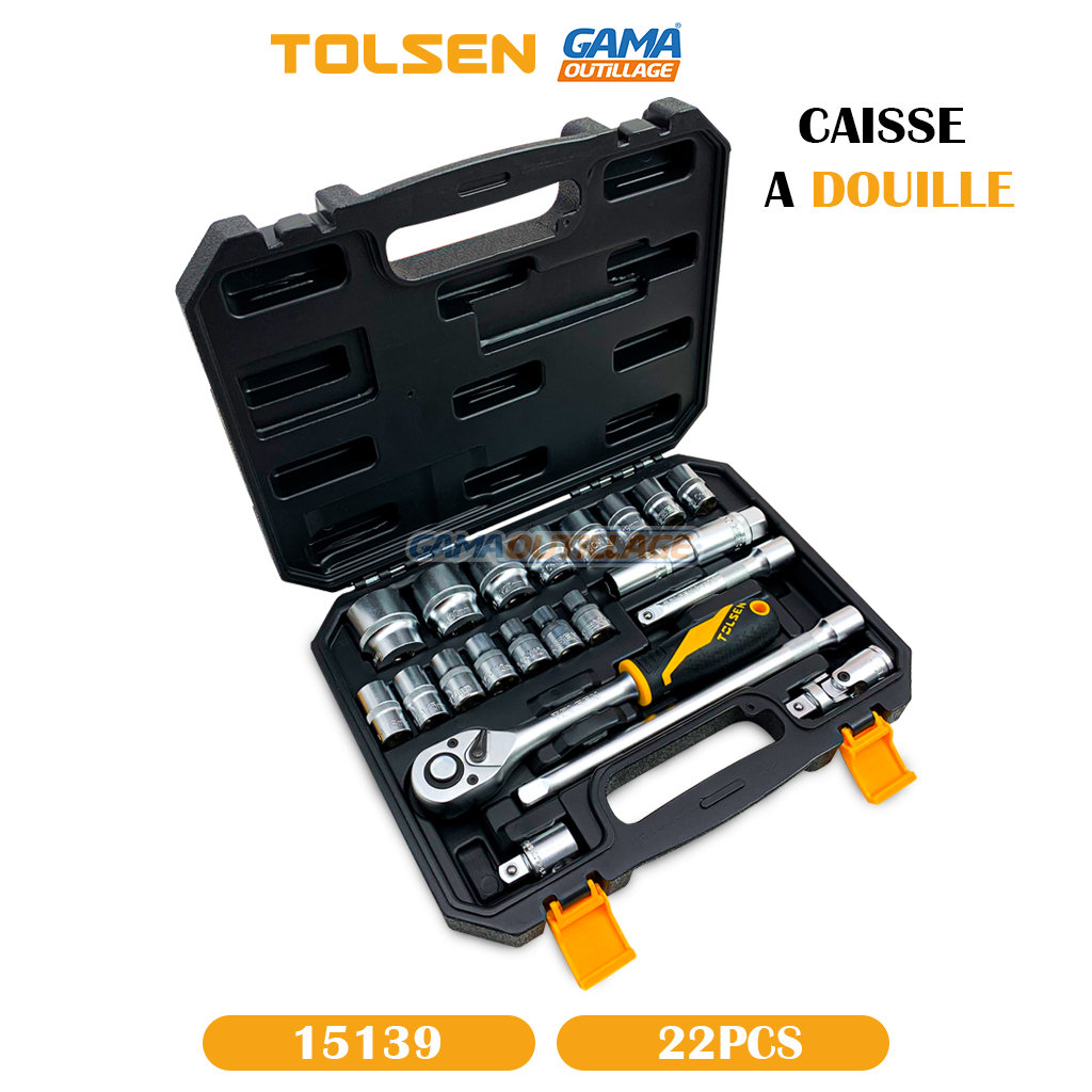 15139-GAMAOUTILLAGE-CNC CAISSE A DOUILLE 22PCS TOLSEN