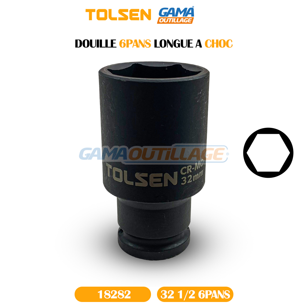 18282-GAMAOUTILLAGE-CNC DOUILLE N° 32 1/2 6PANS LONGUE A CHOC TOLSEN