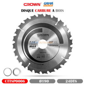 DISQUE CARBURE A BOIS Ø190 24 DTS CROWN