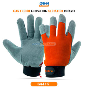 GANT CUIR GRIS/ORG SCRATCH BRAVO
