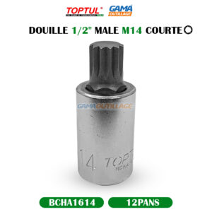 DOUILLE 1/2" 12PANS MALE M14 COURTE TOPTUL