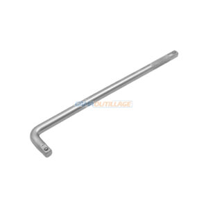 Bras de levier 1/2 pouce BEETRO 380 mm en acier chromé avec extrémité carrée et surface moletée